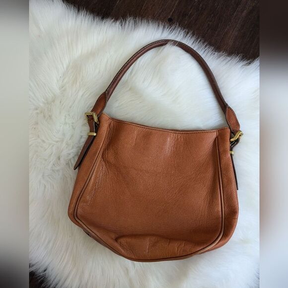 J. Crew Teddy Teddie Hobo Shoulder Bag Brown Leather - Picture 1 of 5